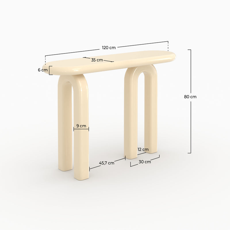 Console Opale laquée blanche en MDF, 120 cm