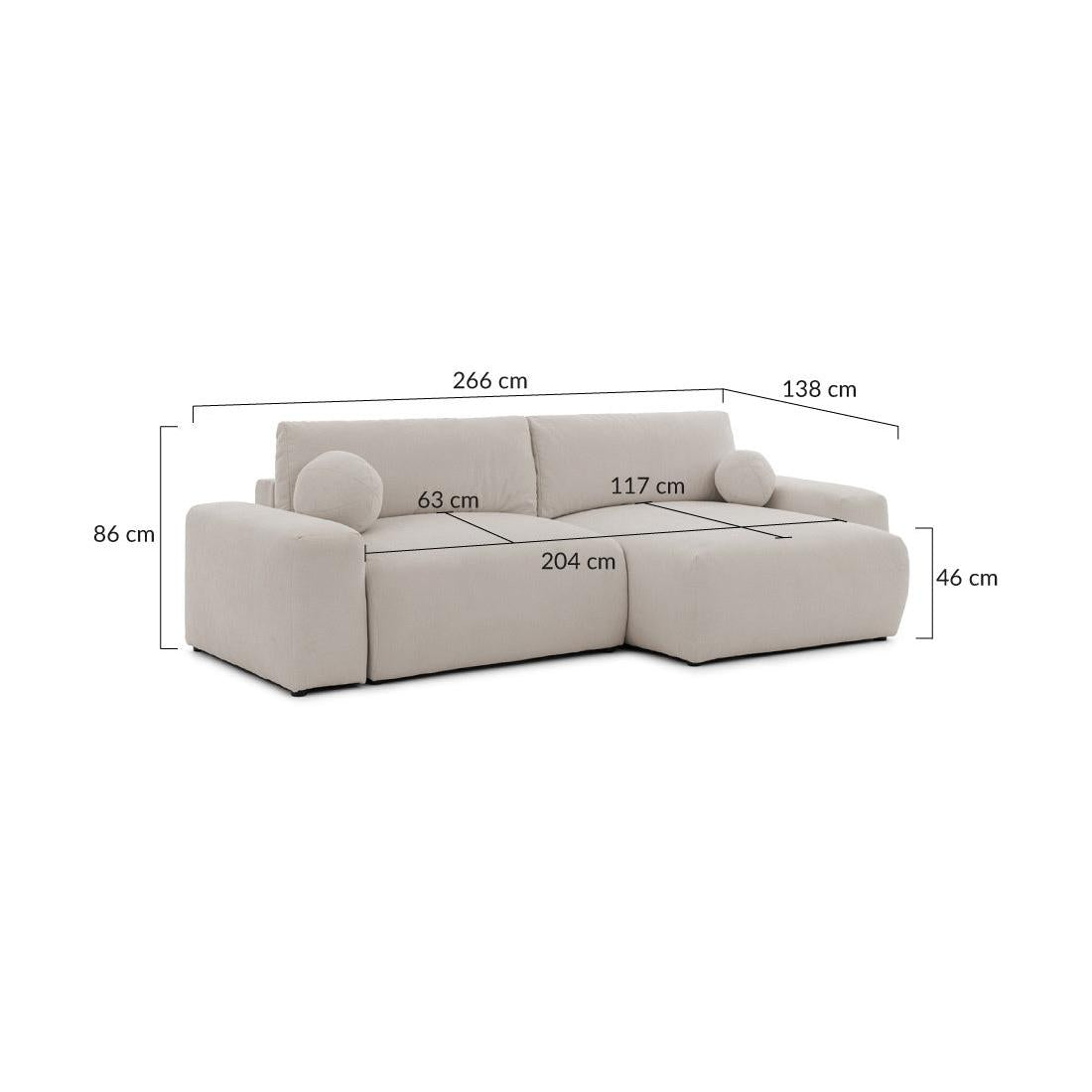 Constance - Sofá Rinconero Reversible - Con Arcón - 4 Plazas - Tela - Beige