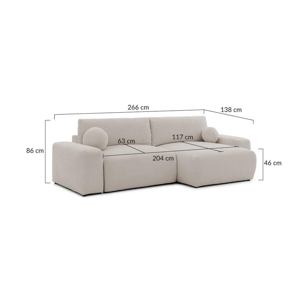 Constance - Sofá Rinconera Reversible - Con Arcón - 4 Plazas - Tela - Gris