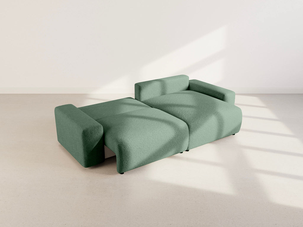 Constance - Reversible 4-Seater Corner Sofa Bed with Storage - Embossed Velvet - Green