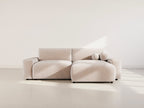 Constance - Reversible 4-Seater Corner Sofa Bed with Storage - Quilted Velvet - Beige
