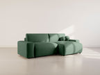 Constance - Reversible 4-Seater Corner Sofa Bed with Storage - Embossed Velvet - Green