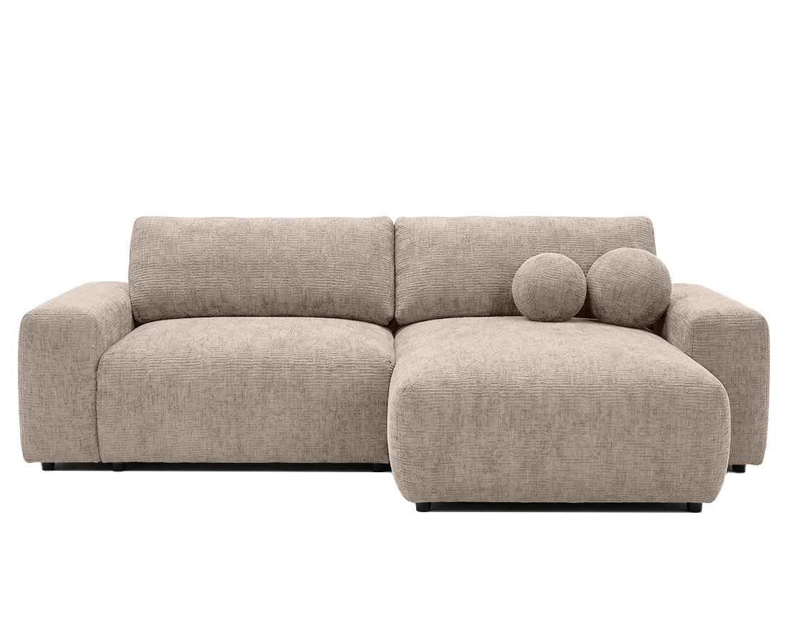 Constance - Reversible 4-Seater Corner Sofa Bed with Storage - Quilted Velvet - Beige