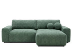 Constance - Reversible 4-Seater Corner Sofa Bed with Storage - Embossed Velvet - Green