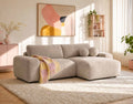 Constance - Reversible 4-Seater Corner Sofa Bed with Storage - Quilted Velvet - Beige