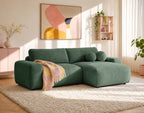 Constance - Reversible 4-Seater Corner Sofa Bed with Storage - Embossed Velvet - Green