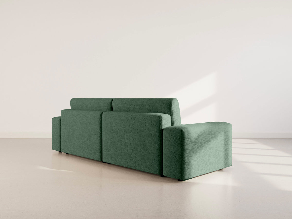 Constance - Reversible 4-Seater Corner Sofa Bed with Storage - Embossed Velvet - Green