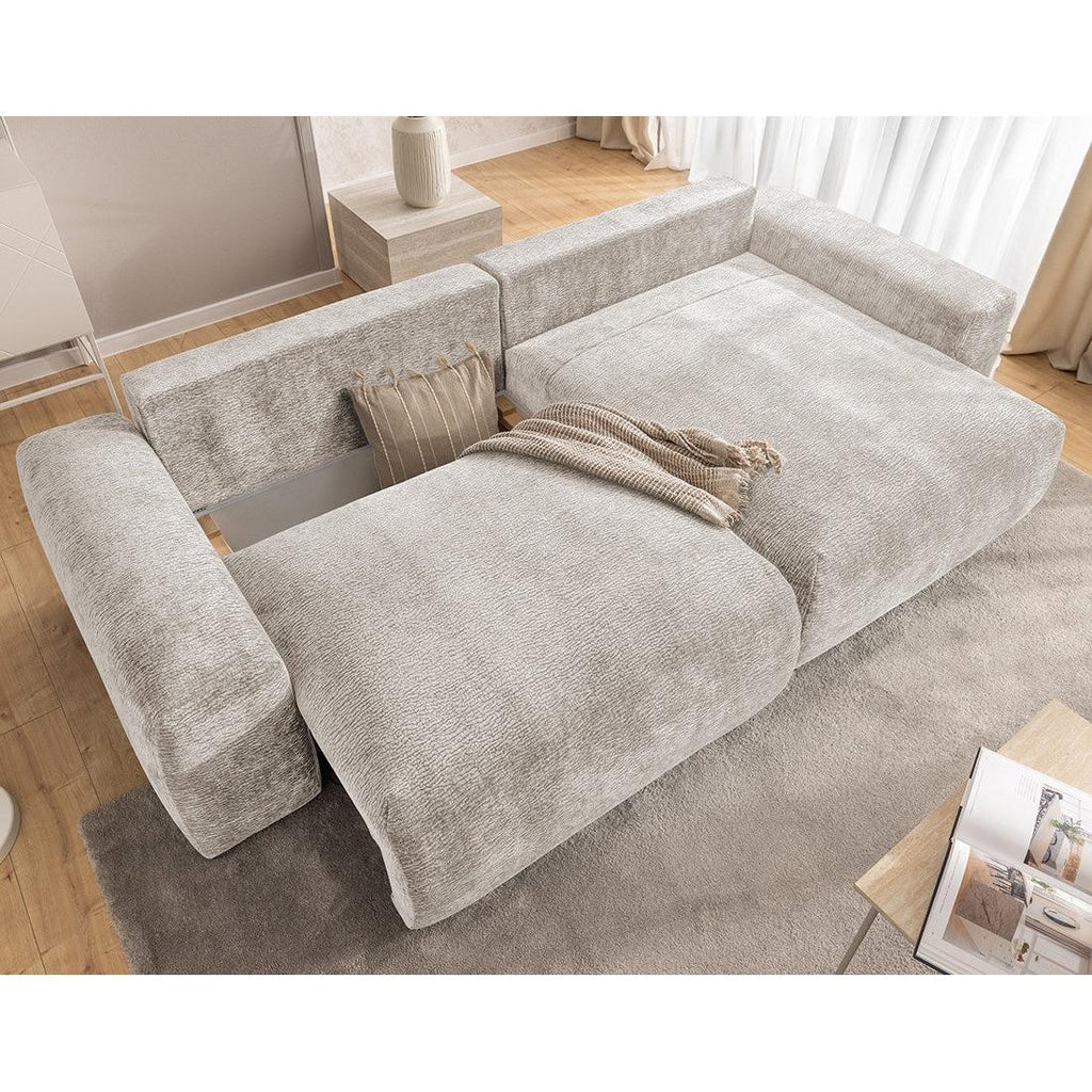 Constance - Sofá Rinconero Reversible - Con Arcón - 4 Plazas - Terciopelo - Beige