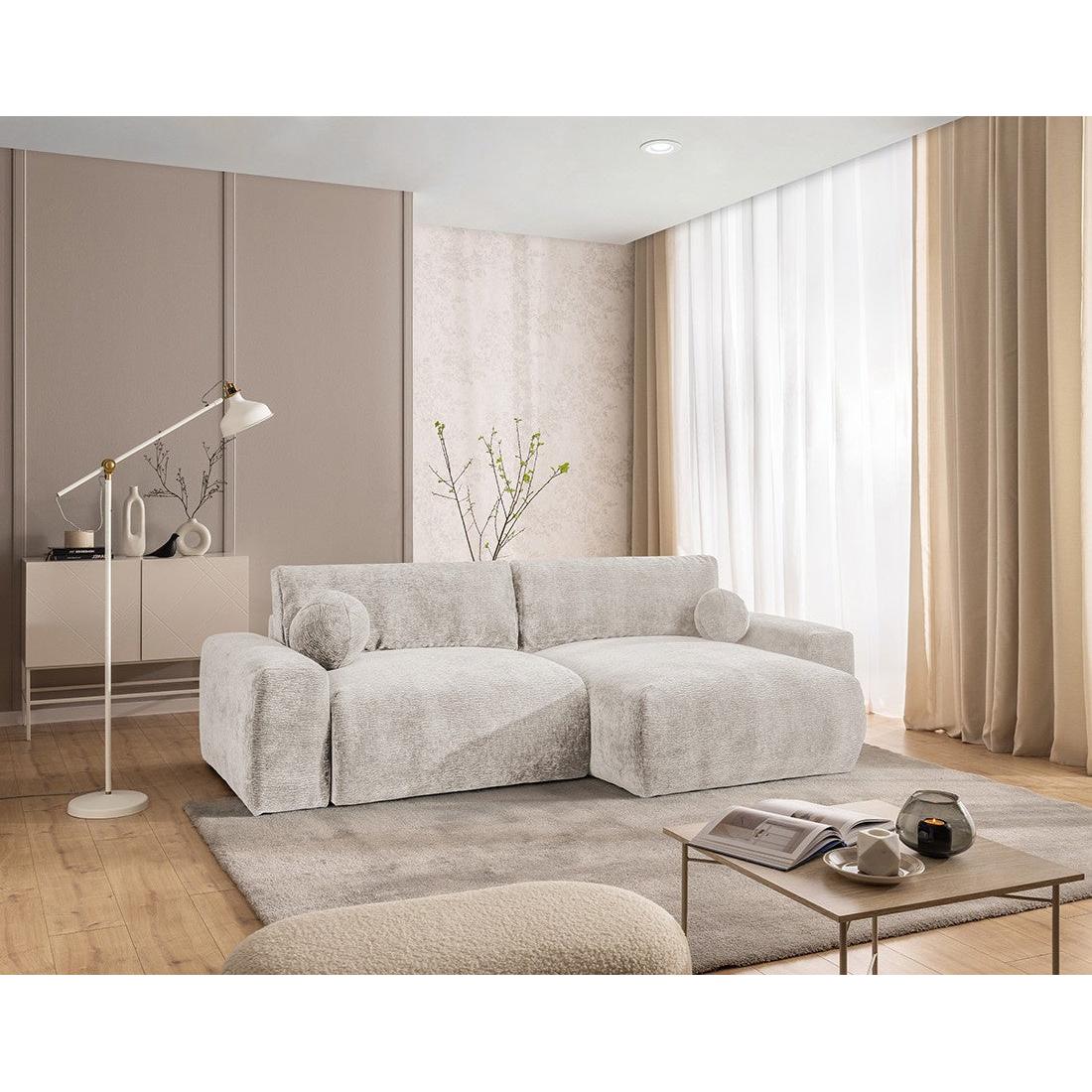 Constance - Sofá Rinconero Reversible - Con Arcón - 4 Plazas - Terciopelo - Beige