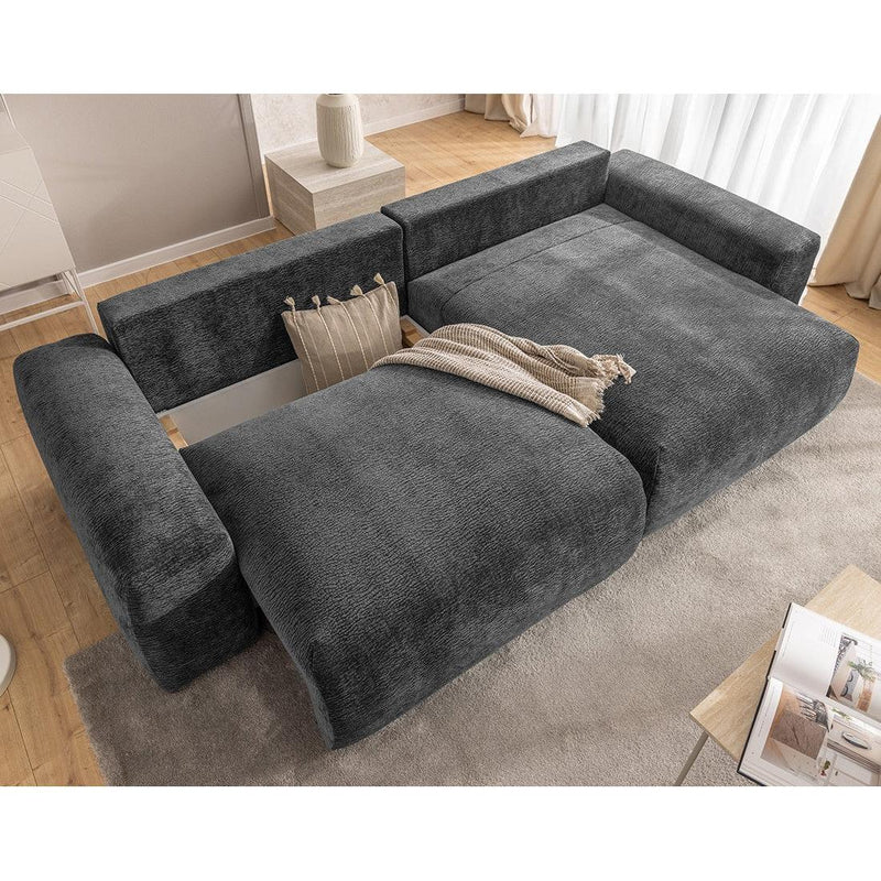 Constance - Reversible Corner Sofa - With Box - 4 Places - Velvet - Gray