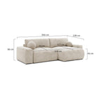 Constance - Sofá Rinconero Reversible - Con Arcón - 4 Plazas - Terciopelo - Beige