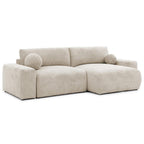 Constance - Sofá Rinconero Reversible - Con Arcón - 4 Plazas - Terciopelo Texturizado - Beige