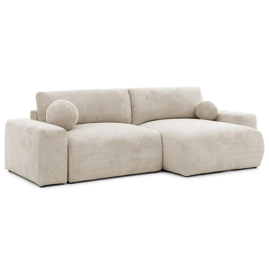 Constance - Sofá Rinconero Reversible - Con Arcón - 4 Plazas - Terciopelo Texturizado - Beige