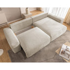 Constance - Sofá Rinconero Reversible - Con Arcón - 4 Plazas - Terciopelo Texturizado - Beige