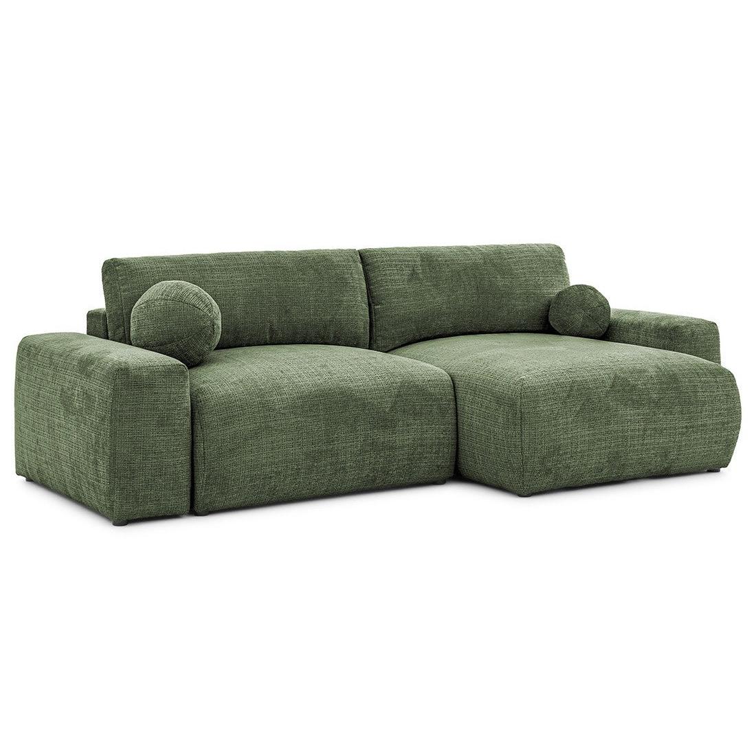 Constance - Sofá Rinconero Reversible - Con Arcón - 4 Plazas - Terciopelo Texturizado - Verde