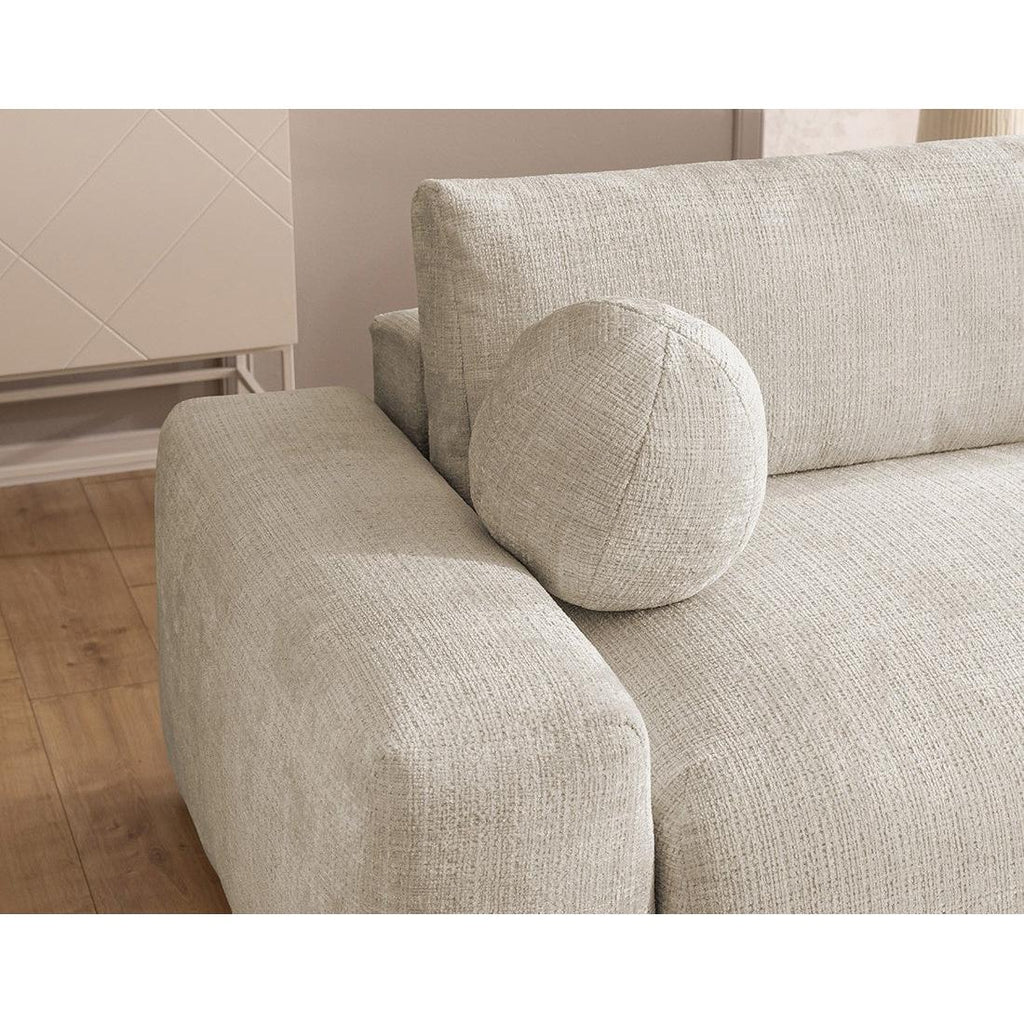Constance - Sofá Rinconero Reversible - Con Arcón - 4 Plazas - Terciopelo Texturizado - Beige