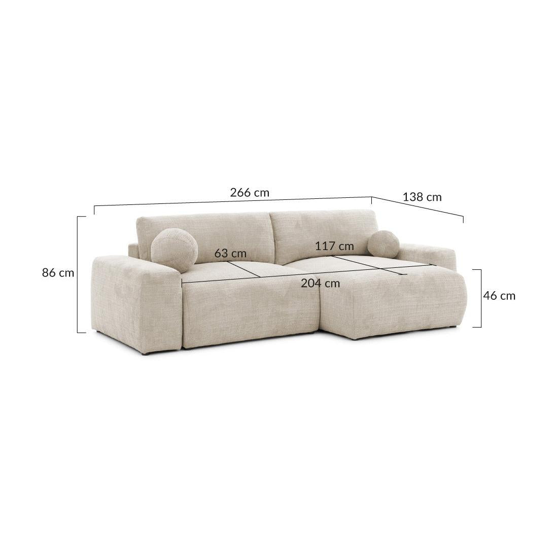 Constance - Sofá Rinconero Reversible - Con Arcón - 4 Plazas - Terciopelo Texturizado - Beige