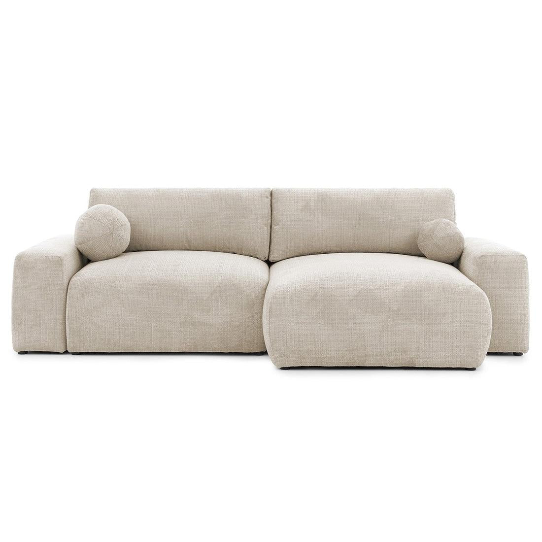 Constance - Sofá Rinconero Reversible - Con Arcón - 4 Plazas - Terciopelo Texturizado - Beige