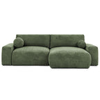 Constance - Sofá Rinconero Reversible - Con Arcón - 4 Plazas - Terciopelo Texturizado - Verde