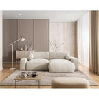Constance - Sofá Rinconero Reversible - Con Arcón - 4 Plazas - Terciopelo Texturizado - Beige