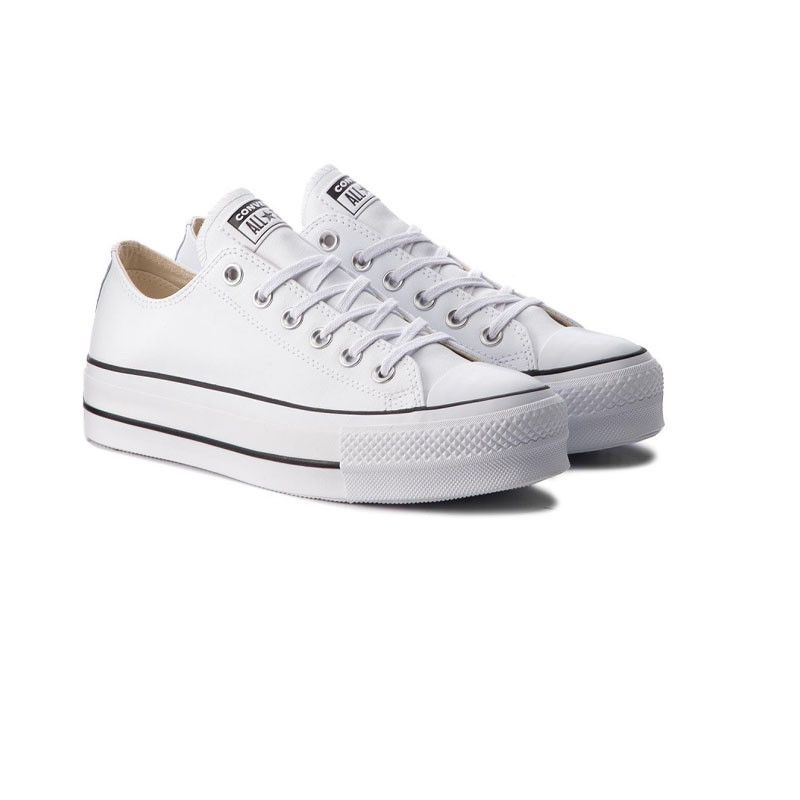 Zapatillas Ox de piel con plataforma - Blanco