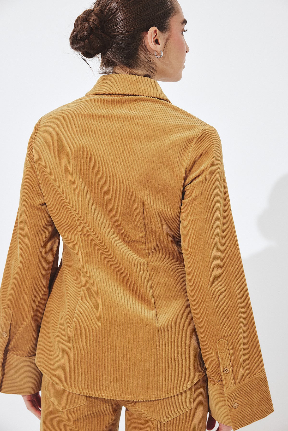 Corduroy Long Sleeve Shirt - Camel