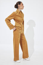 Corduroy Long Sleeve Shirt - Camel