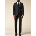 Fursac - Black Virgin Wool Suit - Black, Plain Serge