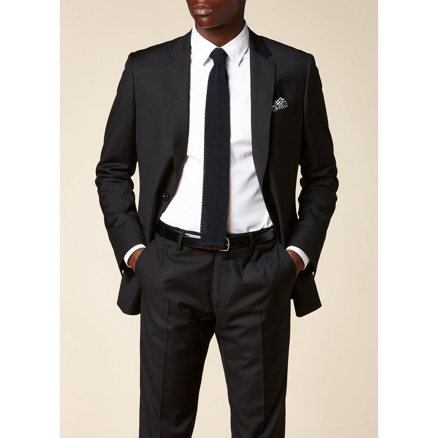Fursac - Black Virgin Wool Suit - Black, Plain Serge