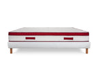 Castelnaud - Ensemble Matelas + Sommier - Blanc/Bordeaux