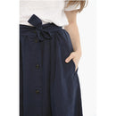 Cotton And Linen Maxi Skirt With Front Buttons