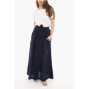 Cotton And Linen Maxi Skirt With Front Buttons