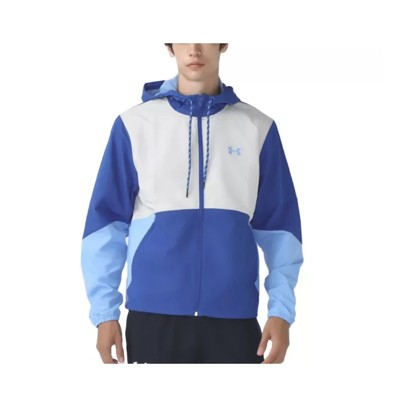 Legacy Windbreak Hooded Windbreaker - Sky Blue, White. - Man