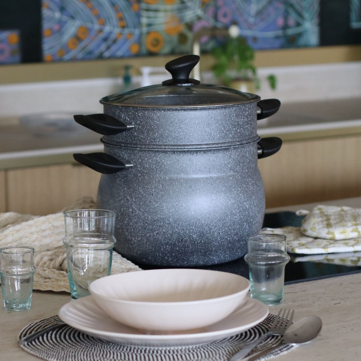 Cuscusera Con Tapa De Vidrio - 9 L