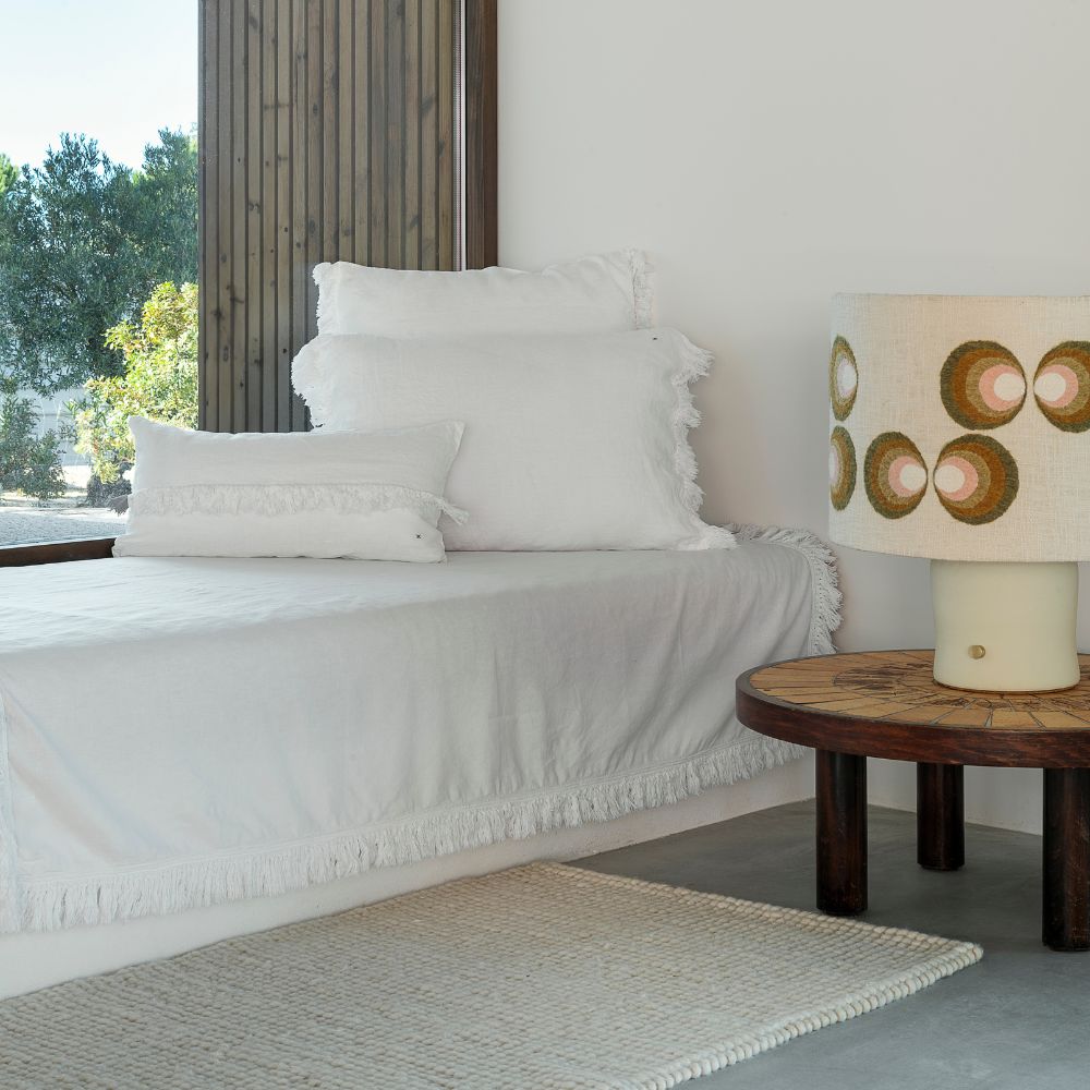 Manta con flecos bimaterial Gatsby - Color blanco