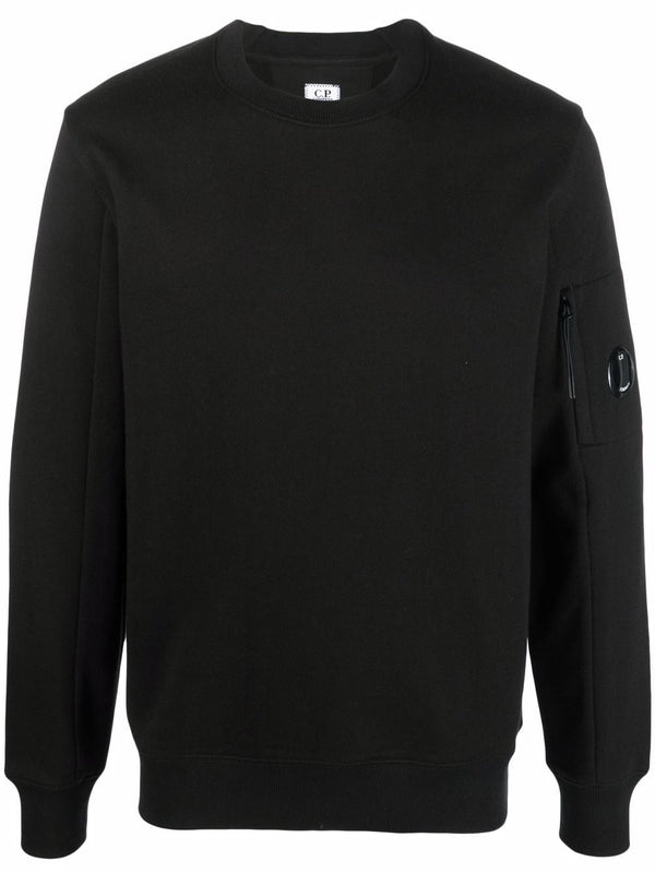 CP Company - Sudadera con cuello redondo y forro polar con relieve diagonal – Negro