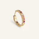 Boucle d'oreille créole femme plaqué or sertie de pierres de zircons roses