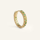 Boucle d'oreille créole femme plaqué or sertie de pierres de zircons verts