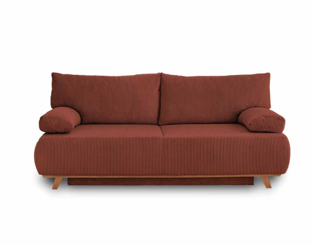 Cristal - 3-Seater Sofa Bed with Storage Compartment - Corduroy - Terracotta