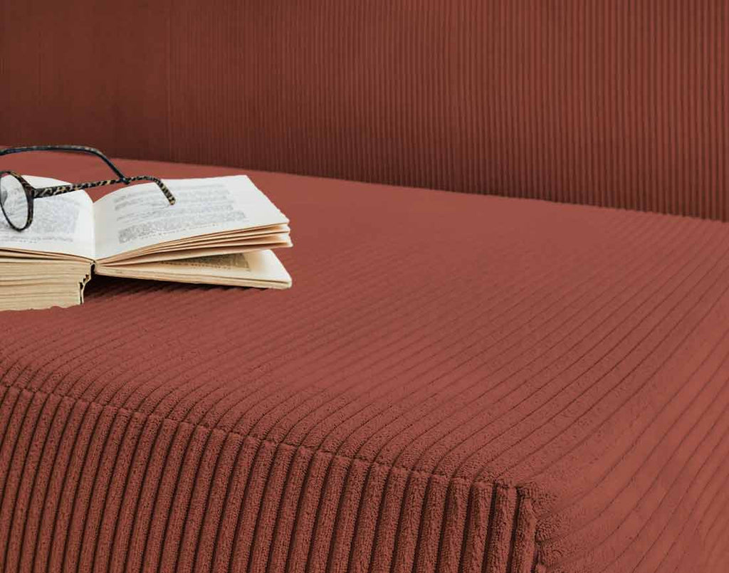 Cristal - 3-Seater Sofa Bed with Storage Compartment - Corduroy - Terracotta