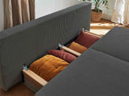 Cristal - 3-Seater Convertible Sofa with Storage Compartment - Corduroy - Dark Grey