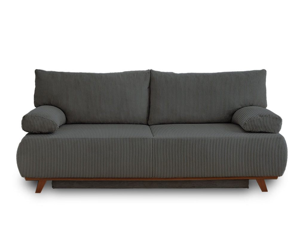 Cristal - 3-Seater Convertible Sofa with Storage Compartment - Corduroy - Dark Grey