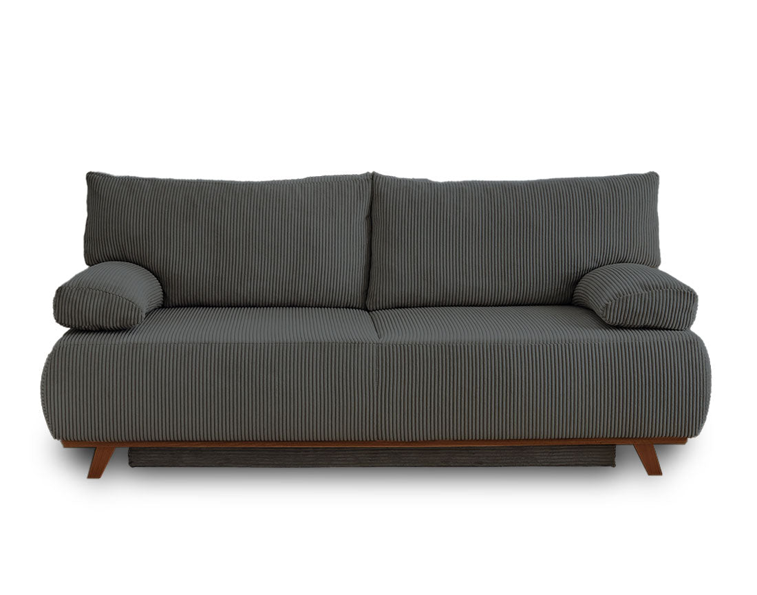 Cristal - 3-Seater Convertible Sofa with Storage Compartment - Corduroy - Dark Grey