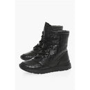 Crocodile Effect Leather Snow Combat Shoes