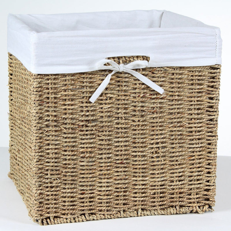 Cube De Rangement Pliable En Jonc De Mer - Beige