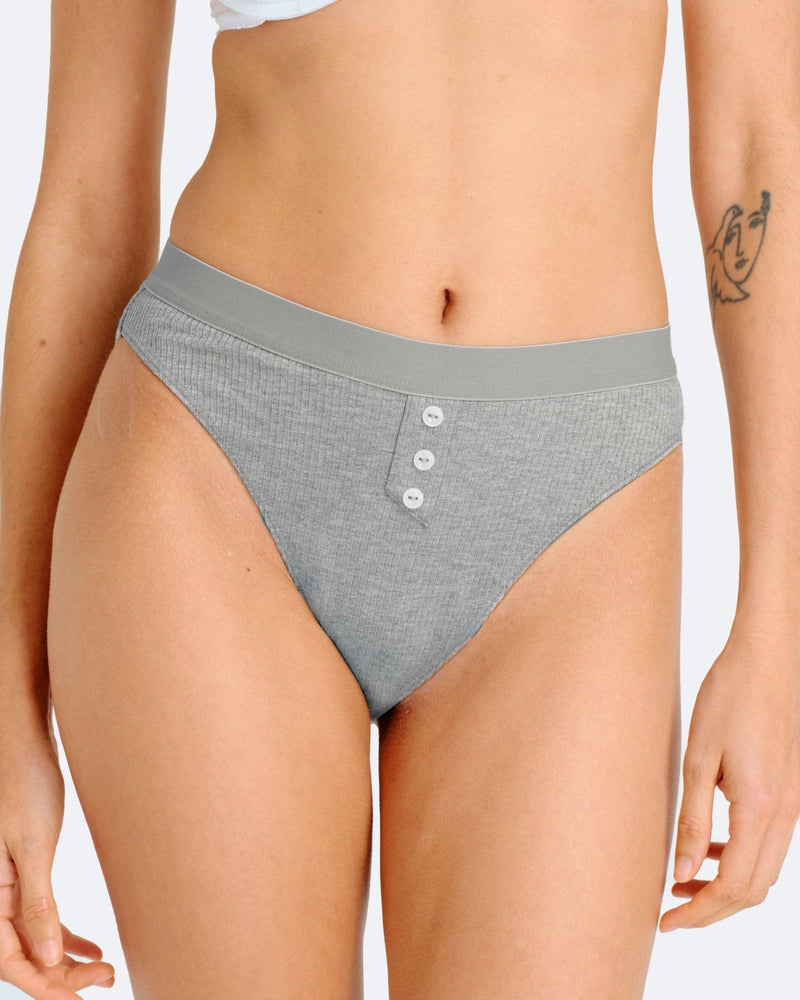 Culotte Menstruelle Côtelée Gris Chiné