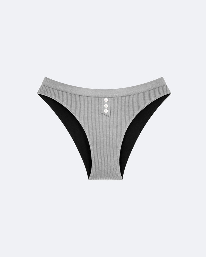 Culotte Menstruelle Côtelée Gris Chiné