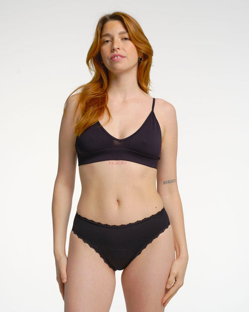 Culotte Menstruelle Noire En Dentelle