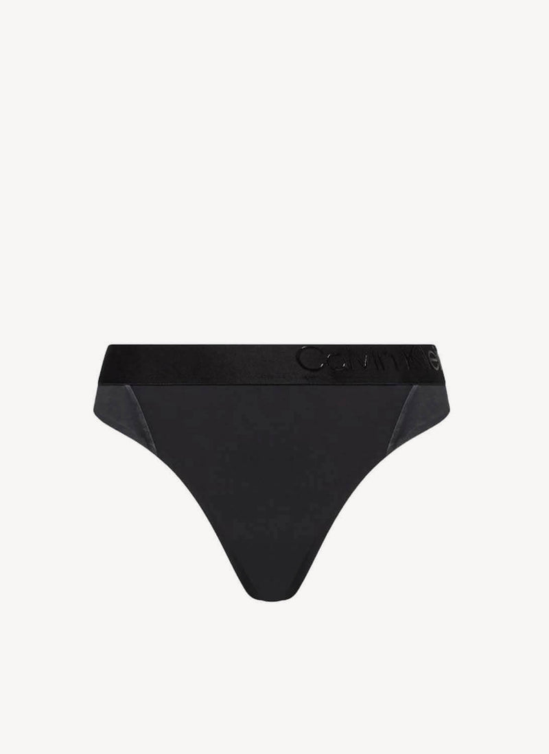 Calvin Klein - String Noir Satiné - Black - Femme