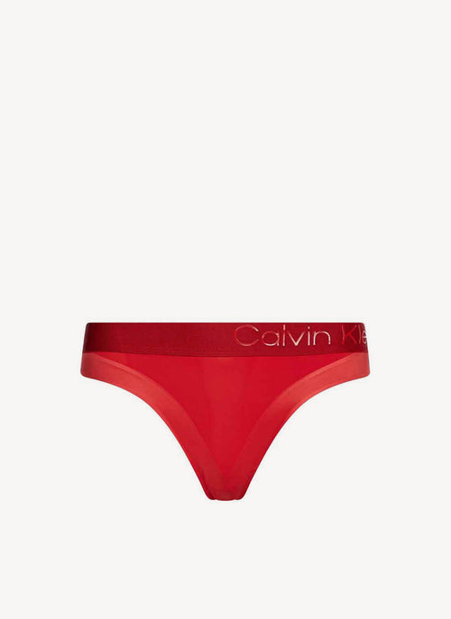 Calvin Klein - String Rouge Satiné - Rustic Red - Femme